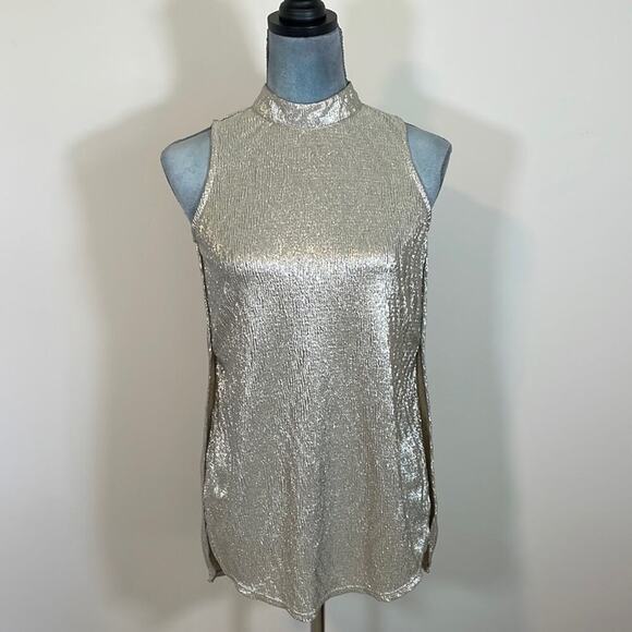 Bar III Tops - Bar III metallic gold halter blouse